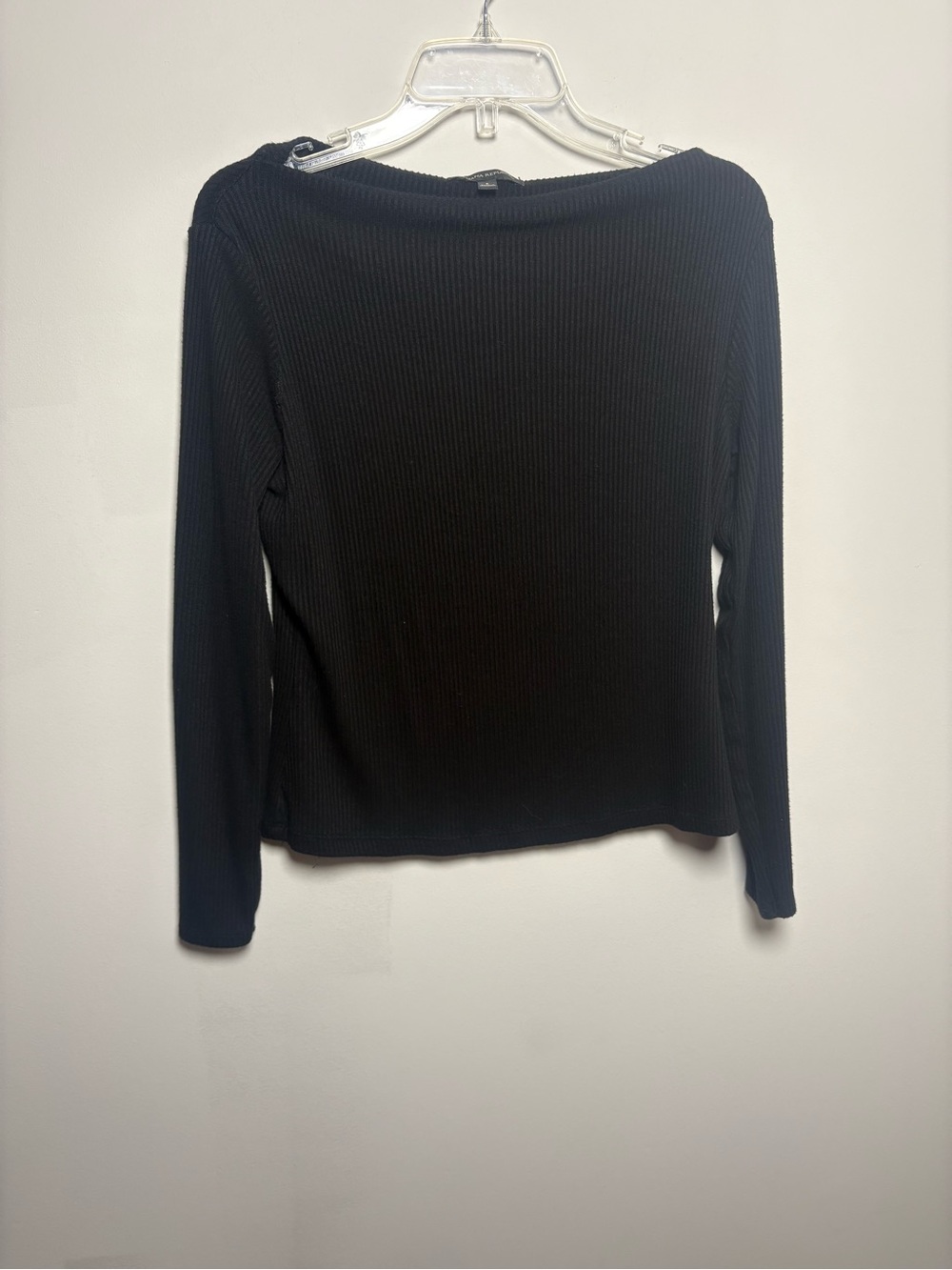 Banana Republic Black Ribbed Long-Sleeve Boat Neck Top